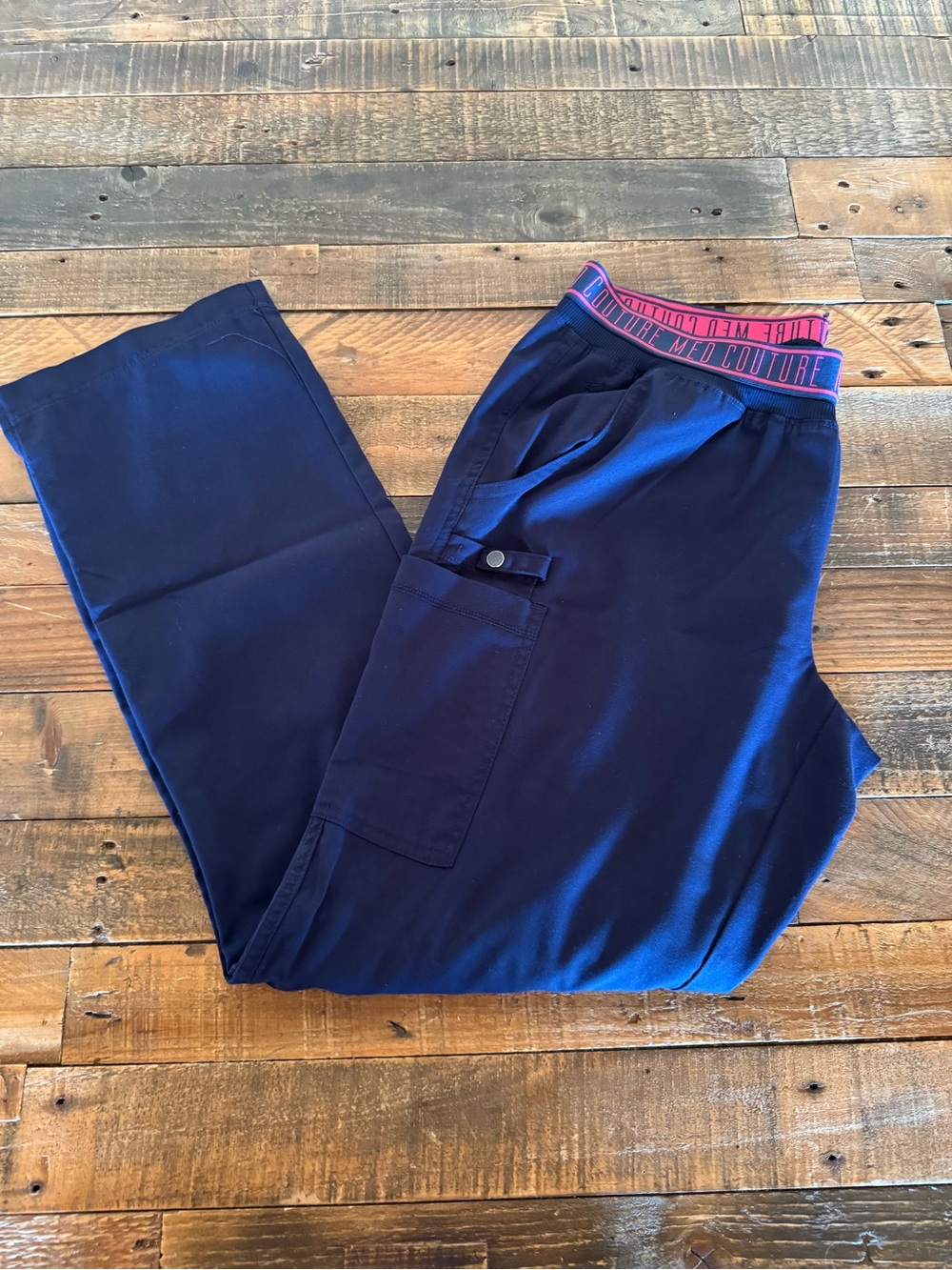 Med Couture women’s  Navy Cargo Pants with Branded Waistband